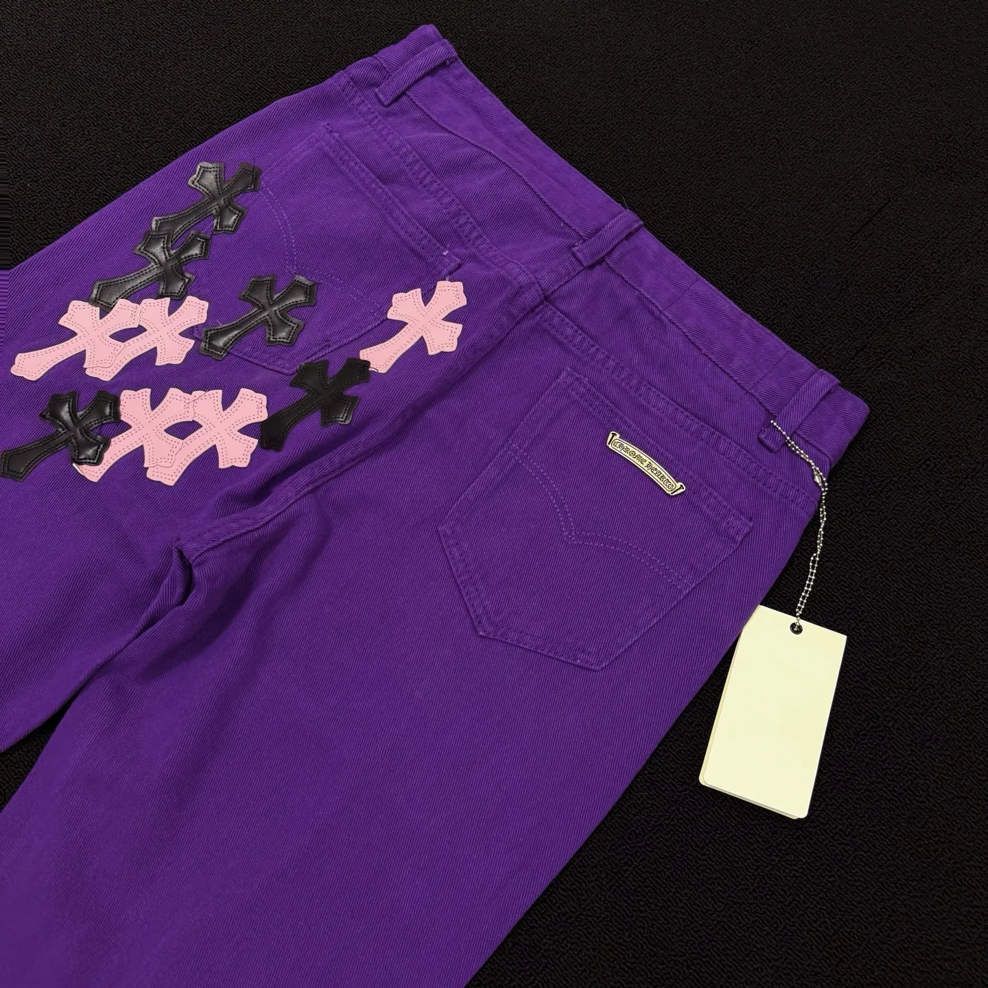 P260 Style number: D377 Croxin & 𝐂𝐡𝐫𝐨𝐦𝐞 𝐇𝐞𝐚𝐫𝐭 ss25 purple pants and leather limited edition leather jeans SIZE #28 30 32 34 (smlxl)